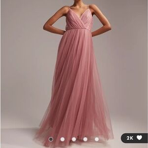 NWT ASOS DESIGN Bridesmaid cami pleated tulle maxi dress in rose